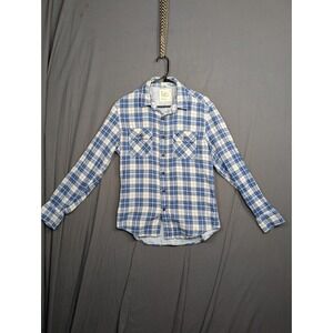 American Eagle Shirt Mens Medium Grey Blue Plaid Western